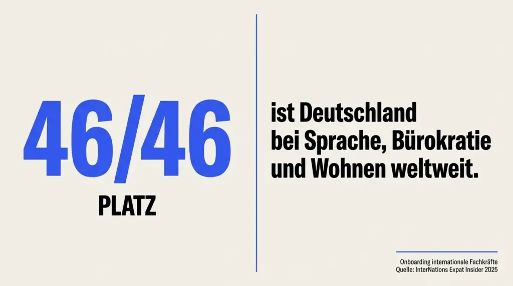 Statistik Platz 46 von 46: Deutschland bei Rahmenbedingungen für internationale Fachkräfte, Expat Insider 2025