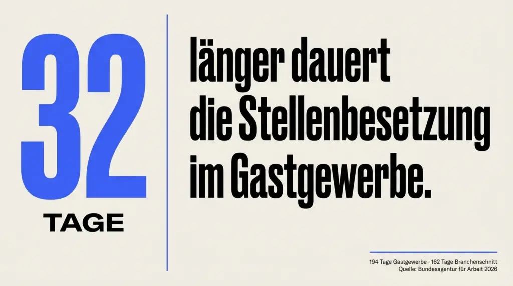 Statistik Vakanzzeit Gastgewerbe 32 Tage länger als Branchenschnitt in Deutschland 2026, Bundesagentur für Arbeit