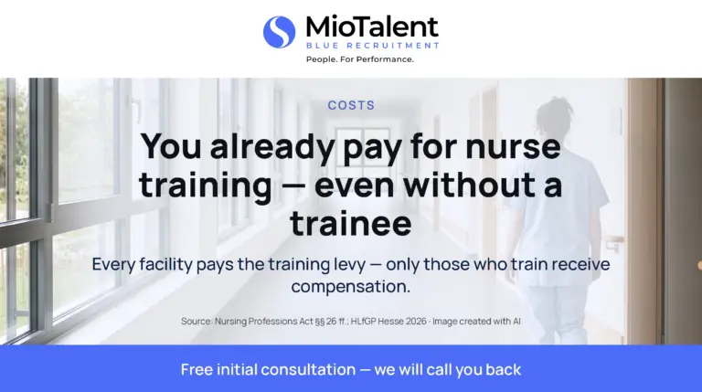 Editorial card: You already pay for nurse training — even without a trainee. Every facility pays the training levy, only those who train receive compensation.